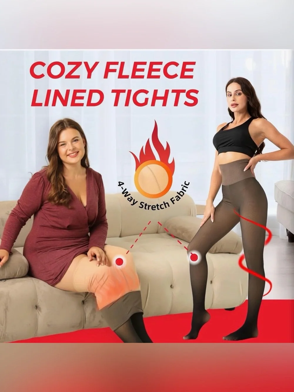 High Waist Fleece Lined Faux Pantyhose